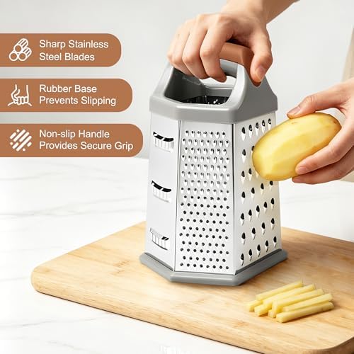 Box Grater for Kitchen 6 Sided