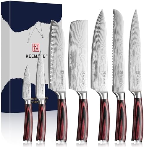 KEEMAKE 7 Pieces Kitchen Knife Set, Professional Ultra Sharp Chef Knife Set