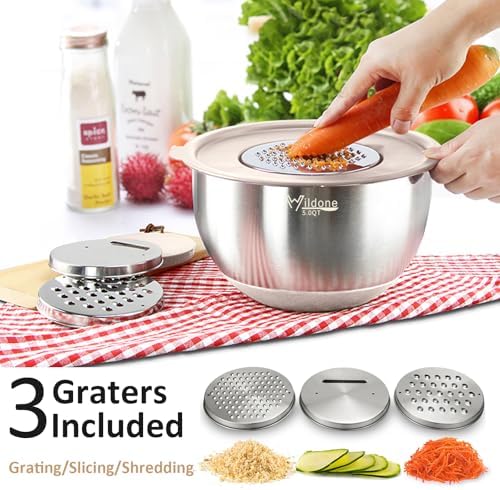 Wildone Mixing Bowls with Airtight Lids, Stainless Steel Nesting Bowls Set