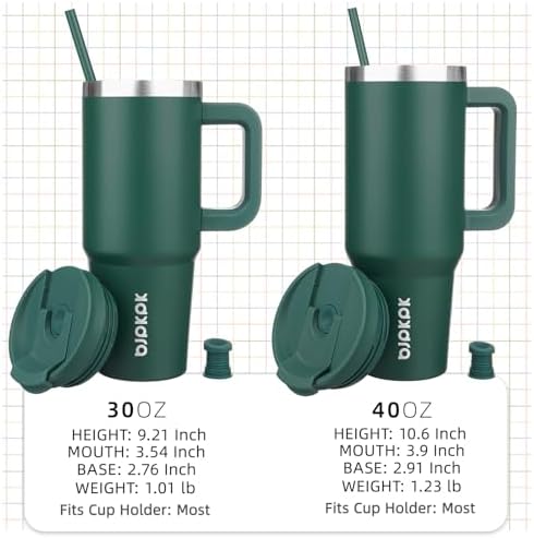 BJPKPK 40 oz Insulated Tumbler with Handle & Straw, Stainless Steel