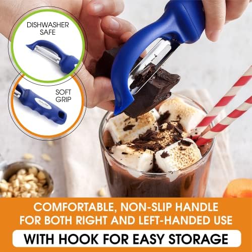 Spring Chef Swivel Potato Peeler for Kitchen w/Soft Grip Handle, Sapphire