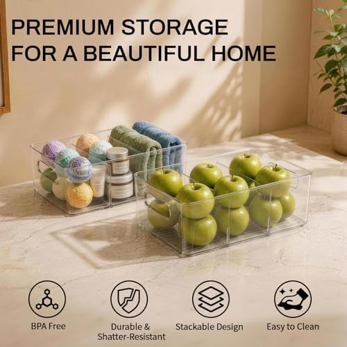 Mpotmiy 8-Pack Pantry Organizers and Storage, Clear Fridge Organizer Bins