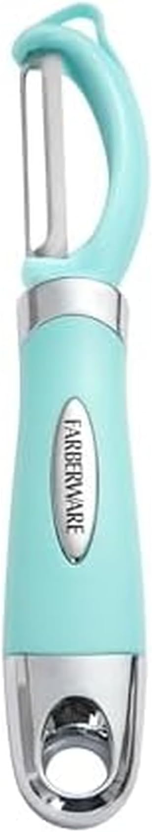 Farberware Euro Peeler, a Kitchen Essential for Quick and Easy Peeling of Produce, Chocolate, Cheeses and More, Features Hang-Hole for Easy Storage, Dishwasher Safe, Aqua Sky