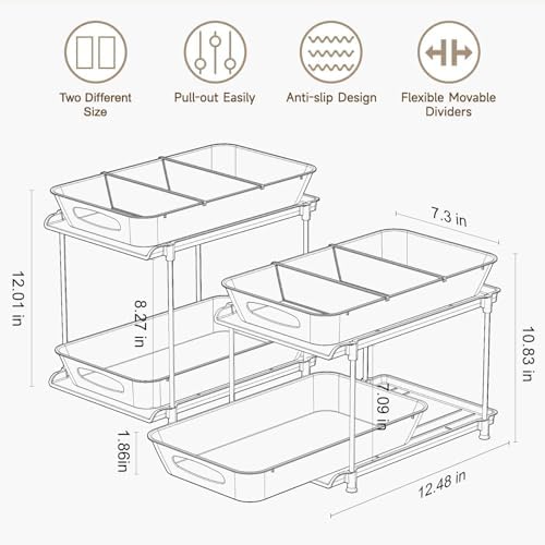 Sevenblue 2-Pack 2-Tier Under Sink Organizer with Pull Out Drawers