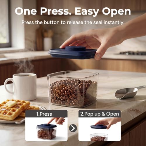 SMIRLY Glass Airtight Food Storage Containers with Pop Lids - Blue