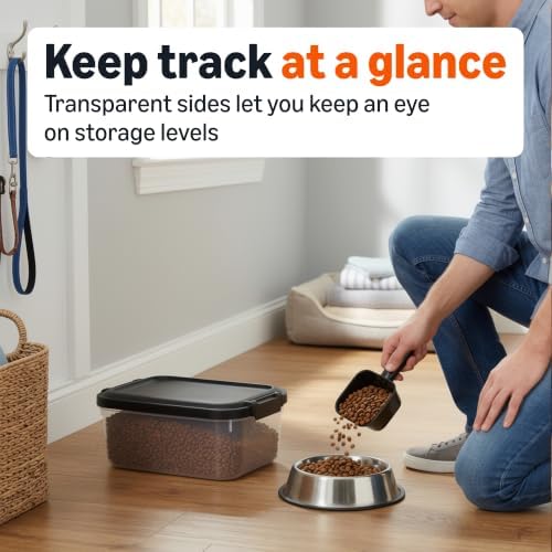 Amazon Basics Pet Food Storage Container, BPA-Free, Detachable Scoop, Secure Seal, 10lbs