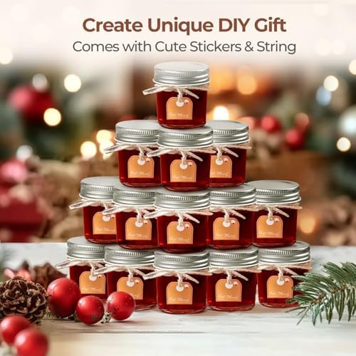 ComSaf 2 oz Mini Mason Jars Bulk Set, 48 Pack Glass Jars with Lids