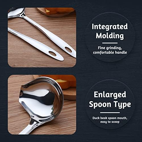 2 PCS Gravy Ladle with Pour Spout, 10.6 inch Long Handle Sauce Ladle, Stainless Steel Saucier Drizzle Spoon for Spooning Gravies Sauces Dressings Kitchen Utensil (Pack of 2)