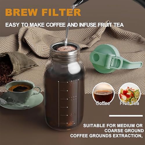 JunVpic Cold Brew Coffee Maker, 32 oz Glass Mason Jar Pitcher