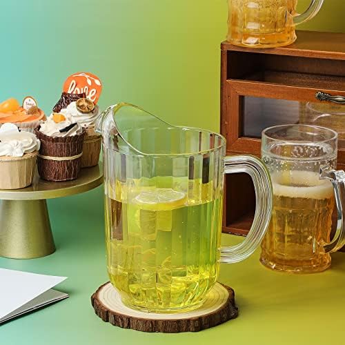 Tessco 12 Pcs Plastic Pitchers 60 Oz Clear Water Beer Jug Large,Classic (Pack of 2)