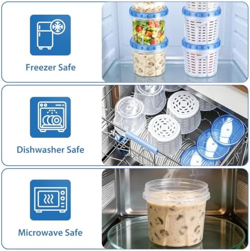 Freshmage 6-Pack 24oz Freezer Storage Containers with Twist Top Lids