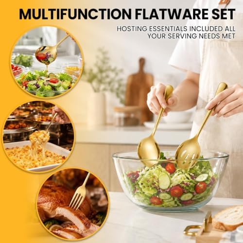 12-Piece Gold Serving Utensils Set, Serving Spoons for Buffet