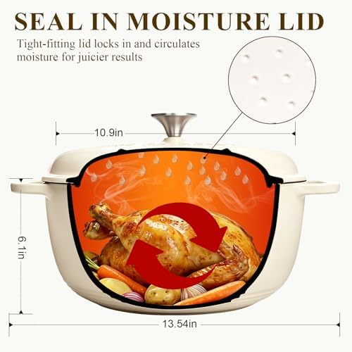Enameled Cast Iron Dutch Oven Pot with Lid - Wildone 6QT Dutch Oven for Bread Baking, Braising, Stews, Roasting, Across All Cooktops, Oven Safe up to 500° F, Cream White