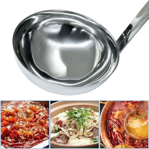 1Pc 8 oz Ladle, Stainless Steel Long Handle with Hook, Metal Ladle for Sauces, Soup