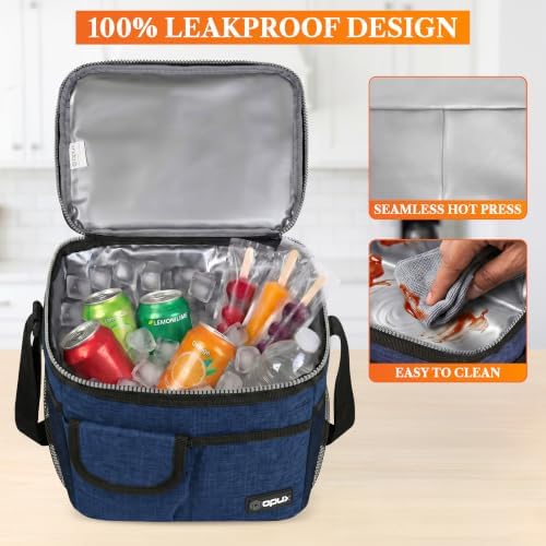 opux Insulated Lunch Box Adult, 18 Can Leakproof Cooler Bag Kid, Navy