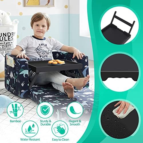 Artmeer FSC 100% Bamboo Bed Tray with Folding Legs, Large, Black