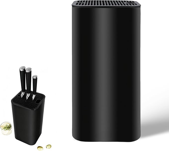 Universal Knife Block, Detachable Square Knife Storage Holder (Knives Not Included) - Black Kitchen Knife Stand