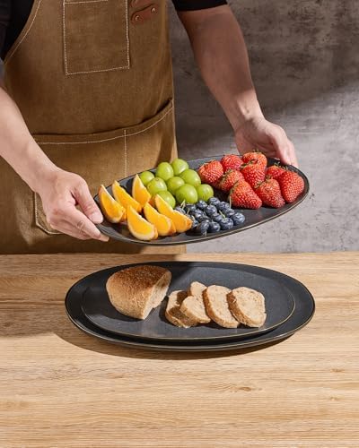 famiware Serving Platters Set of 3 Sizes - Oval, Matte Dark Charcoal