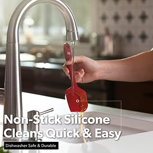 DI ORO Large Silicone Spatula - 600F Heat Resistant, Red
