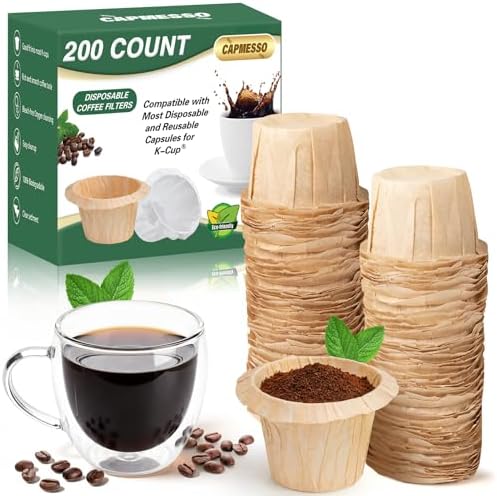 CAPMESSO Disposable K Cup Paper Filters for Keurig 1.0&2.0, 200 Unbleached