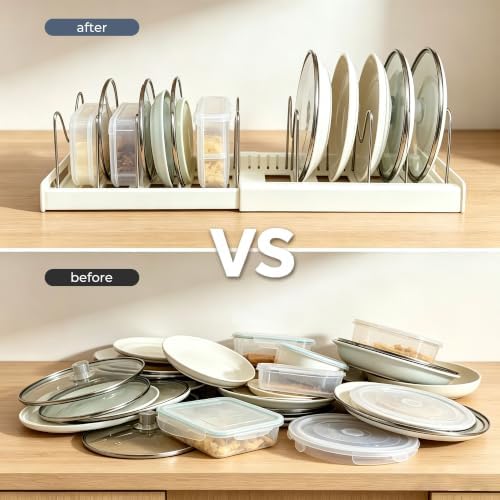 2-Pack Pots and Pans Organizer under cabinet with 9 Adjustable Dividers-22"
