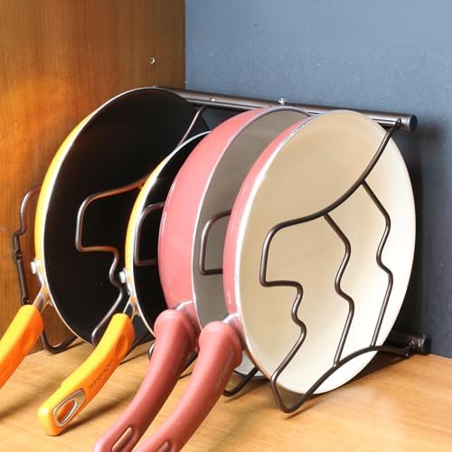 Deco Brothers Pan Organizer Rack for Kitchen Cabinet and Counter, Bronze