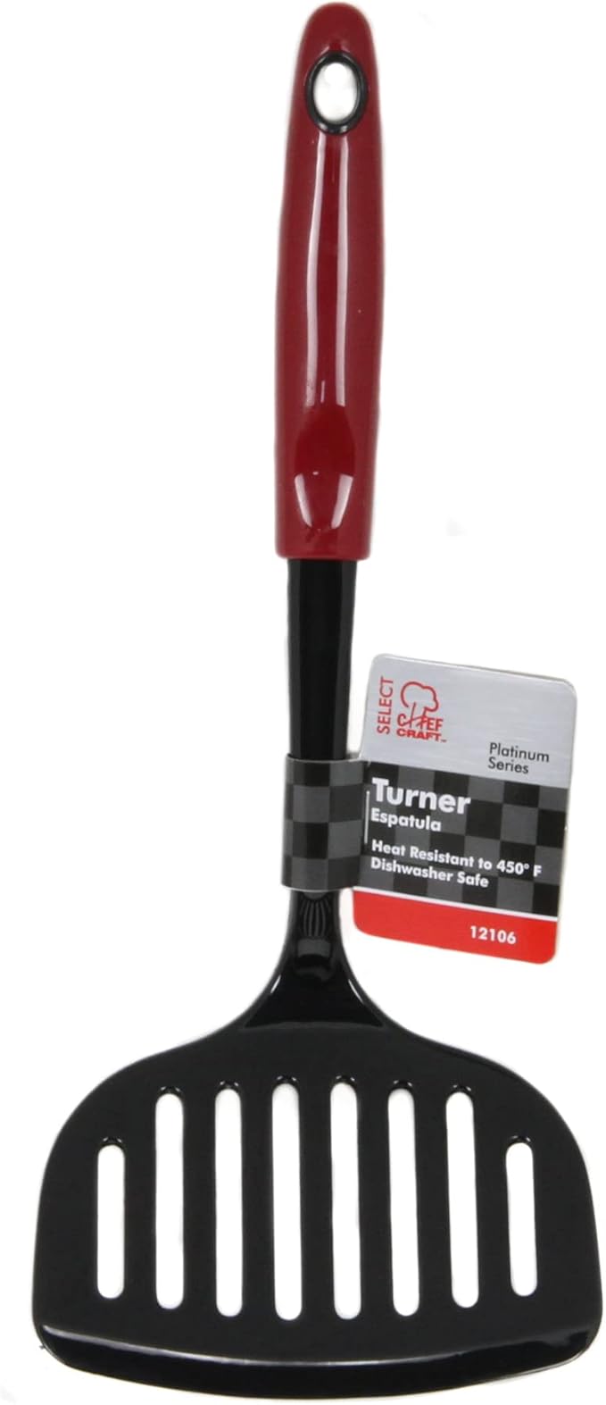 Chef Craft Select Nylon Jumbo Turner/Spatula, 12 inch, Red