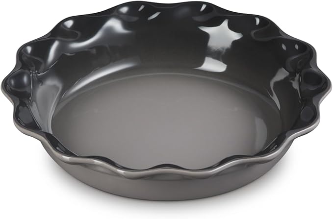 Le Creuset Stoneware Set of 2 9" Heritage Fluted Pie and 9" Fluted Loaf Dish, Oyster