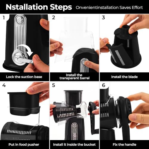 SUSTEAS Rotary Cheese Grater 5 Blades,Kitchen Mandoline Vegetable Slicer