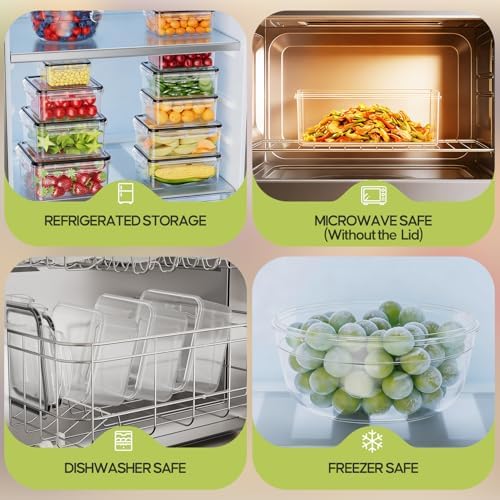 62 PCS Large Food Storage Containers with Lids Airtight Reusable Plastic