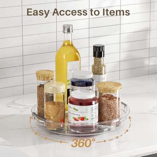 LAMU 3 Pack 9'' Lazy Susan Organizer Turntable for Cabinet, Pantry Organizers and Storage, Rotating Condiment Organizer for Kitchen, Table Top, Fridge, Countertop, Spice Organization