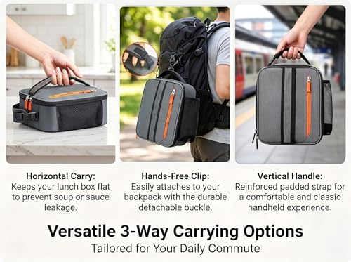 Lunch Box Insulated Lunch bag for Men Teen Kids Boys Adult Portable Stylish Small Lunchbox Special Design for Working Office school Picnic (Gray 6L(Without Shoulder Straps))