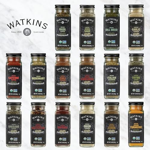 Watkins Countertop Two Tier Rotating Spice Rack, Includes 16 Watkins Organic Spices (16608)