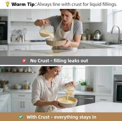 Deep Dish Pie Pan: 2 Pack 9.5 inch Quiche Baking Pan Removable Bottom