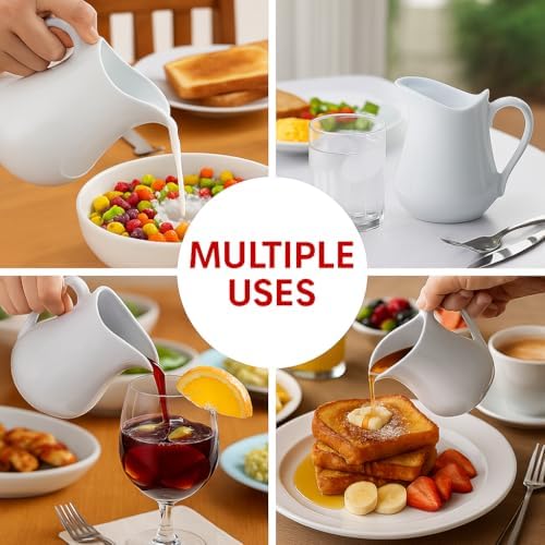 HIC Kitchen Creamer Pitcher With Handle, Fine Porcelain, 8-Ounce Capacity, For Coffee, Tea, Dressings, Sauces