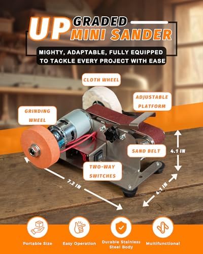 Mini Belt Sander, Electric Small Sander Knife Sharpener, 6.5"x6.5"x4.2"