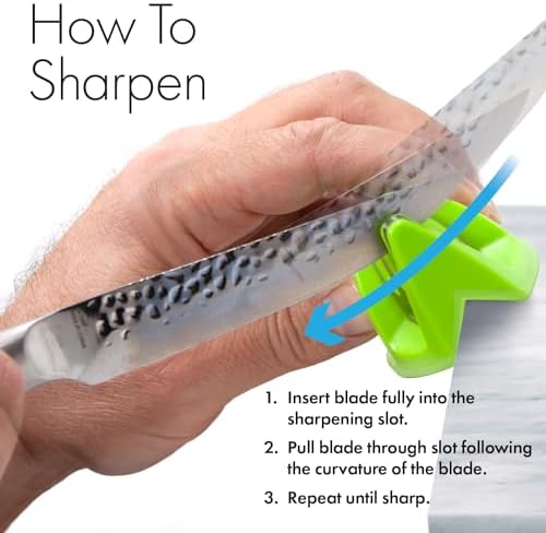 KitchenIQ 50881 - Edge Grip 2-Stage Knife Sharpener - Green - Coarse & Fine Sharpeners -Compact for Easy Storage - Stable Non-Slip Base - Soft Grip Rubber Handle - Straight & Serrated Knives