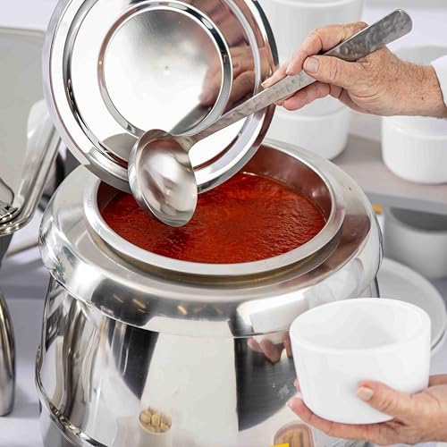 TableCraft Solaire Collection Hammered 18-0 Stainless Steel Ladle, 1.5 Oz. Capacity, 2.75"x2.75"x9", Perfect for Soup, Sauce & Gravy