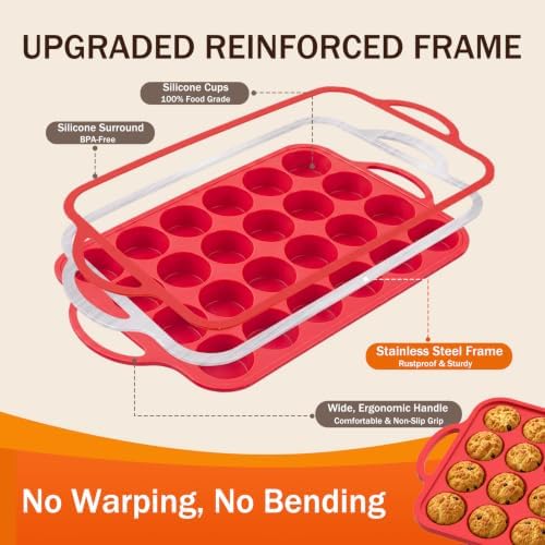 Silicone Mini Muffin Pans for Baking, 24-Cup Nonstick Cupcake Pan