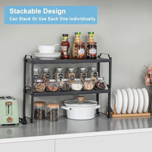 Expandable Cabinet Shelf Organizer, Adjustable kitchen Countertop Storage