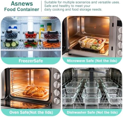12 Pack Glass Food Storage Containers with Lids(Black)