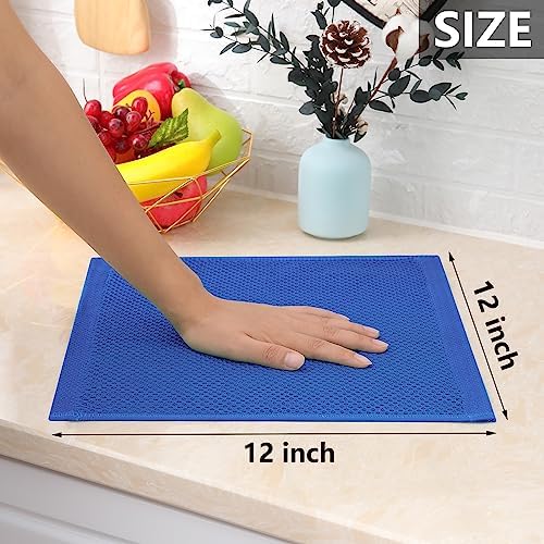 Homaxy 100% Cotton Waffle Weave Kitchen Dish Cloths 8-Pack, Blueberry