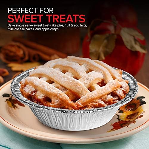 Stock Your Home 4 Inch Mini Aluminum Foil Pans (50 Count) – Disposable Small Tins for Baking Tiny Treats, Fruit Tarts, Quiche, and Mince Pies