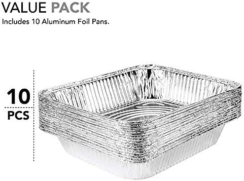 Stock Your Home Aluminum Pans 9x13 Disposable Foil Pans (10 Pack) - Half Size Steam Table Deep Aluminum Trays - Tin Foil Disposable Pans Great for Cooking, Heating, Storing, Prepping Food