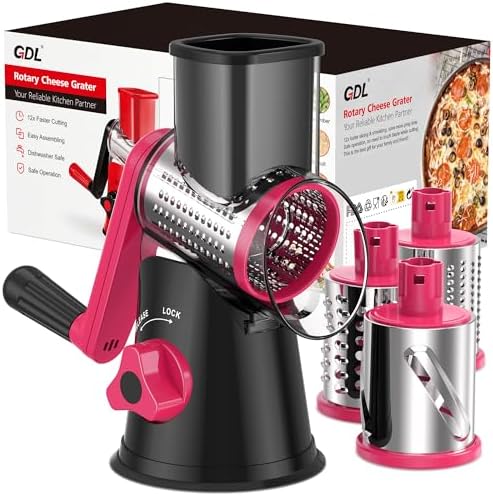 GDL Cheese Grater Hand Crank, Rotary Cheese shredder, Vegetable Slicer