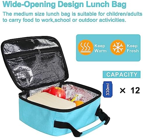 esouler Lunch Box Kids Insulated Lunch Bag for Boys & Girls Durable Children Lunchbox for School with Water Bottle Holder-Light Blue