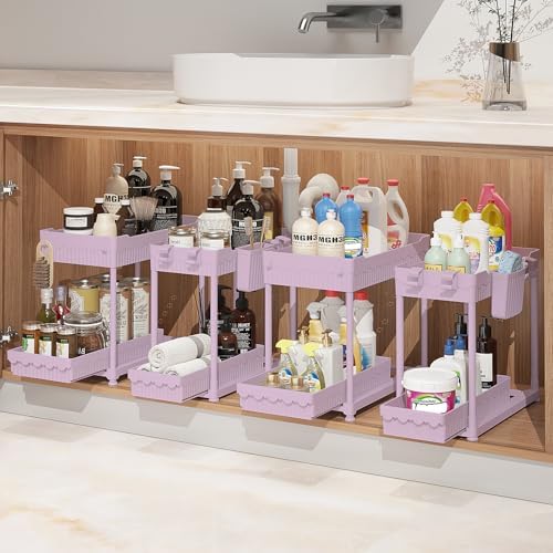 Sevenblue 4-Pack 2-Tier Under Sink Organizer with Pull Out Drawers