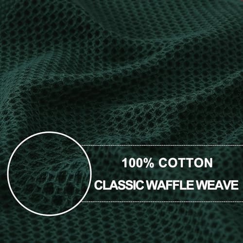 Homaxy 100% Cotton Waffle Weave Kitchen Dish Towels 4-Pack, Blackish Green