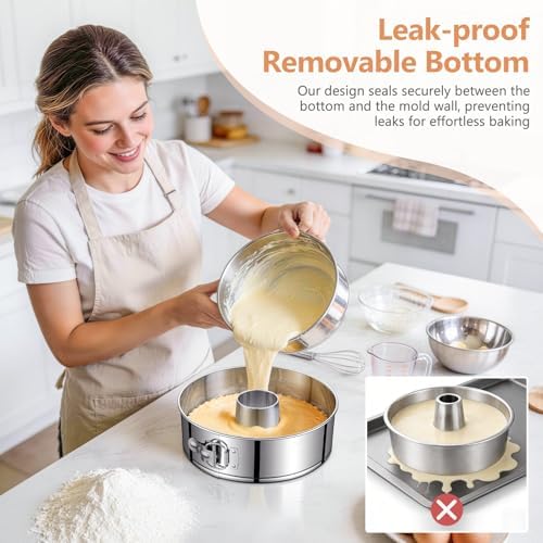 10-Inch Angel Food Cake Pan, Removable Bottom, 304 Stainless Steel
