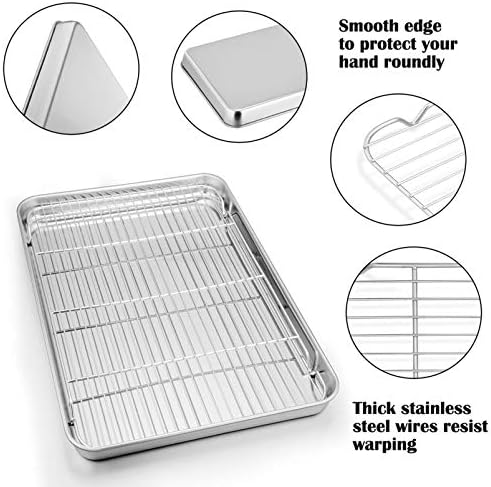 P&P CHEF Stainless Steel Baking Sheet with Rack Set for Cookie, 19.6 Inch
